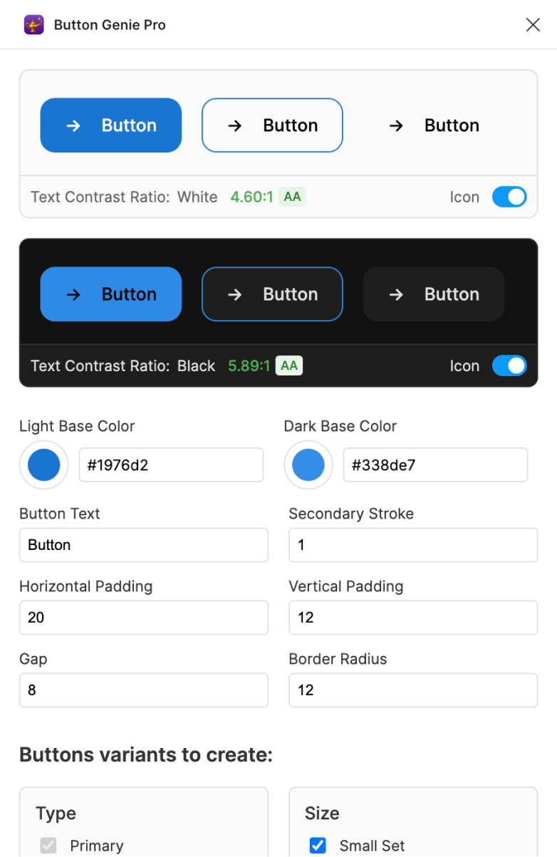 Button Genie Pro | Create Fully Tokenised Button Sets in Figma